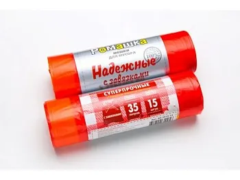 Мешки для мусора с завязками, 35 л, 15 шт, "НАДЕЖНЫЕ", красные, РОМАШКА