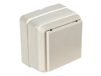 Розетка 1-ая (открытая, с/з, с крышкой, керамика) кремовая, BRON, MUTLUSAN