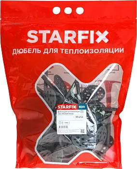 Дюбель для теплоизоляции 10х160 мм с пласт. гвоздем (50 шт в дой-паке) STARFIX