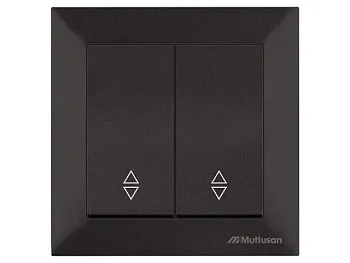 Выключатель проходной 2-клав. (скрытый, винт. зажим) черный, DARIA, MUTLUSAN