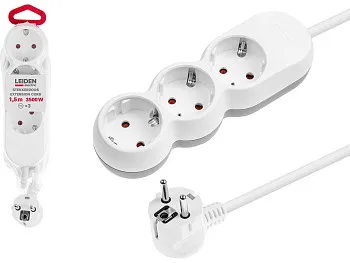 Удлинитель 1,5м (3 роз., 3,5кВт, с/з, ПВС 3х1,5) LEIDEN ELECTRIC