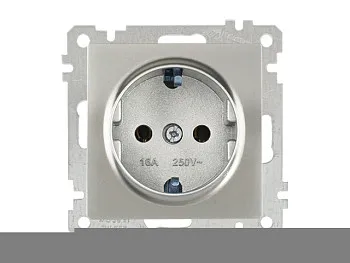 Розетка 1-ая (скрытая, без рамки, с/з) титан, DARIA, MUTLUSAN