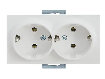 Розетка 2-ая (скрытая,с/з, керамика) белая, RITA, MUTLUSAN