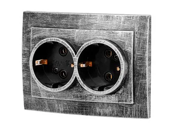 Розетка 2-ая (скрытая, с/з) серебро, Стандарт, Юпитер