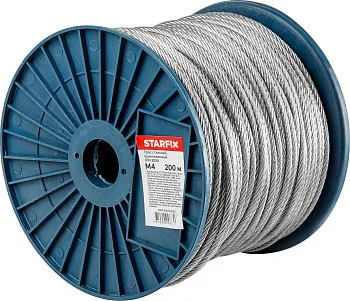 Трос стальной, оцинк. М4 DIN 3055 (бухта 200 м) STARFIX