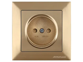 Розетка 1-ая (скрытая, б/з, шторки) золото, DARIA, MUTLUSAN