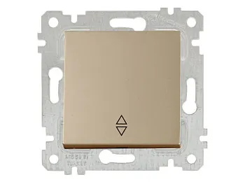 Выключатель проходной 1-клав. (скрытый, без рамки, пруж. зажим) золото, RITA, MUTLUSAN