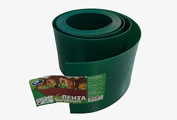 Лента бордюрная 25 см, цвет- зеленый, рулон (10м) садовая/газонная