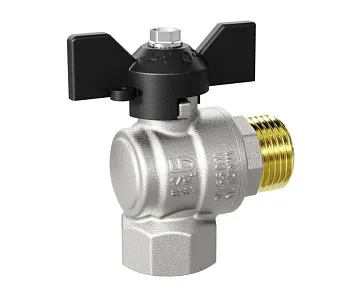 Кран шаровый угловой 1/2" нар.-вн. бабочка, LD