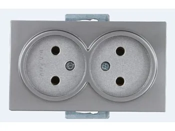 Розетка 2-ая (скрытая, б/з) серебро, DARIA, MUTLUSAN