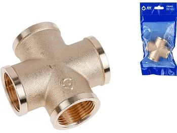 Крестовина 3/4" вн.-вн.-вн.-вн., AV Engineering (инд. упак.)