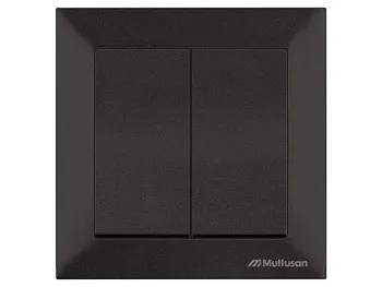 Выключатель 2-клав. (скрытый, винт. зажим) черный, DARIA, MUTLUSAN