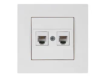 Розетка телефонная 2хRJ12 (скрытая) белая, RITA, MUTLUSAN