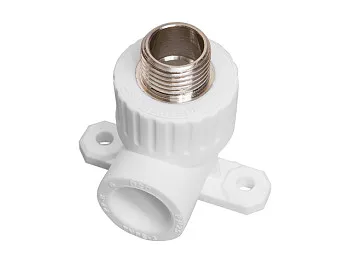 Колено ПП комб. с креплен. нар. 20х1/2", бел. РТП