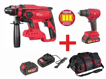 Аккум. перфоратор WORTEX CRH 1820-1 в кор. ALL1 + АКЦИЯ! (дрель-шур, 4А акб 1шт., сумка) со скидкой