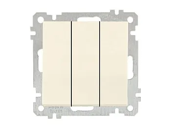 Выключатель 3-клав. (скрытый, без рамки, винт. зажим) кремовы, DARIA, MUTLUSAN