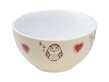 Салатник керамический, 140 мм, круглый, серия Влюбленная сова, белый, PERFECTO LINEA