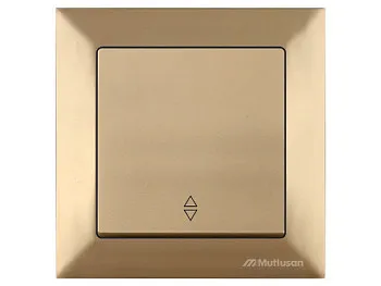 Выключатель проходной 1-клав. (скрытый, пруж. зажим) зололото, DARIA, MUTLUSAN