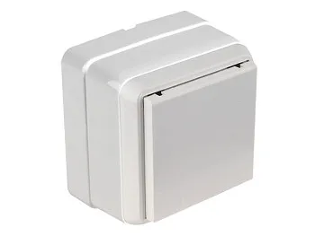 Розетка 1-ая (открытая, с/з, с крышкой) белая, BRON, MUTLUSAN