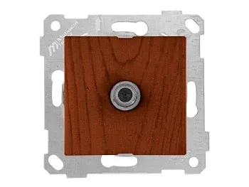 Розетка телевиз. 1-ая (скрытая, без рамки, с/з, 11dB, переходная) вишня, RITA, MUTLUSAN