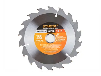Диск пильный 160х20/16 мм 18 зуб. по дереву STARTUL
