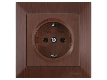 Розетка 1-ая (скрытая, с/з) орех, DARIA, MUTLUSAN