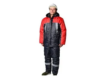 Костюм (куртка+п/к) утепленный  "Балтика" (серо-красный, Оксфорд)р-р 48-50 рост 170-176, РФ