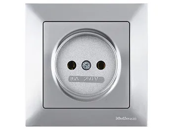 Розетка 1-ая (скрытая, б/з) серебро, DARIA, MUTLUSAN