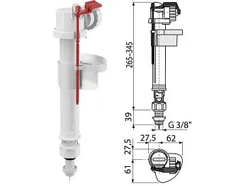 Впускной механизм с нижней подводкой 3/8, Alcaplast