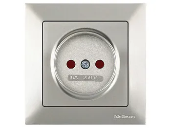 Розетка 1-ая (скрытая, б/з, шторки) титан, DARIA, MUTLUSAN