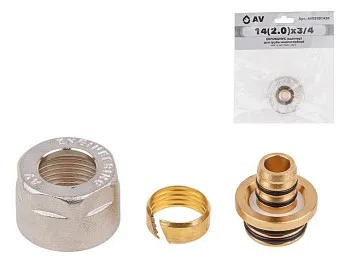 Евроконус (адаптер) 14(2.0) х 3/4" вн. для труб PEX, AV Engineering (инд. упак.)