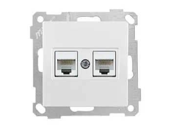Розетка компьютерная 2xRJ45 (Cat5e) белая, ELITRA, MUTLUSAN