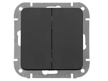 Выключатель 2 клав. (cкрытый, 10А) карбон, Astrum, BYLECTRICA
