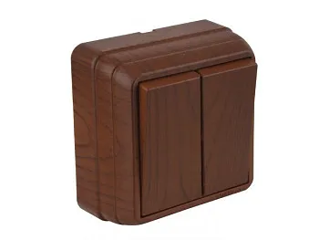 Выключатель 2-клав. (открытый) орех, BRON, MUTLUSAN