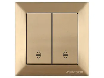 Выключатель проходной 2-клав. (скрытый, винт. зажим) золото, DARIA, MUTLUSAN