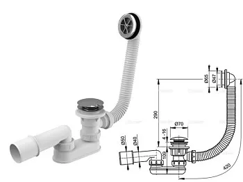 Сифон для душевого поддона CLICK/CLACK, металл, Alcaplast
