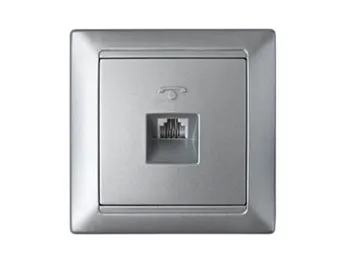 Розетка 1-ая телефонная (скрытая) серебро, Стиль, BYLECTRICA