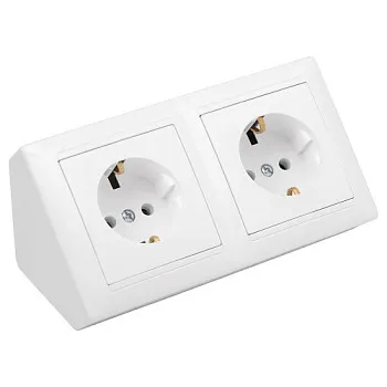 Розетка 2-ая угловая (c/з) белая, Стиль, Bylectrica