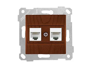 Розетка компьютерная 2xRJ45 (Cat5e, скрытая, без рамки) орех, RITA, MUTLUSAN