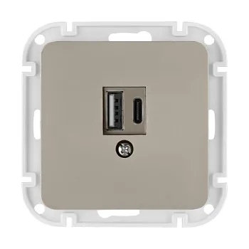 Розетка с двумя USB-разъемами (узел, скрытая) песочная, Astrum BYLECTRICA