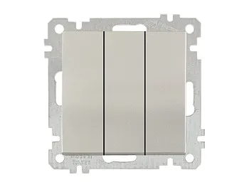 Выключатель 3-клав. (скрытый, без рамки, пруж. зажим) титан, DARIA, MUTLUSAN