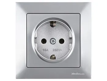Розетка 1-ая (скрытая, с/з) серебро, DARIA, MUTLUSAN