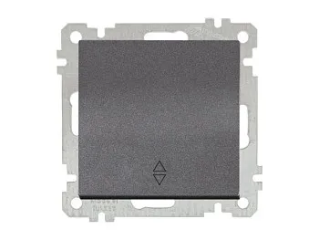 Выключатель проходной 1-клав. (скрытый, винт. зажим) дымчатый, ELITRA, MUTLUSAN