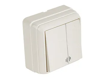 Выключатель 2-клав. (с подсветкой, открытый) кремовый, BRON, MUTLUSAN