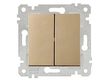 Выключатель 2-клав. (скрытый, без рамки, пруж. зажим) золото, RITA, MUTLUSAN