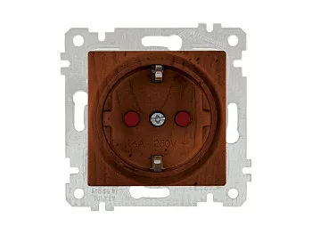 Розетка 1-ая (скрытая, без рамки, с/з, шторки) орех, RITA, MUTLUSAN