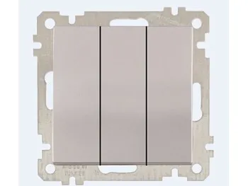 Выключатель 3-клав. (скрытый, без рамки, пруж. зажим) серебро, DARIA, MUTLUSAN