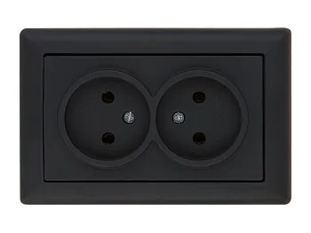 Розетка 2-ая (скрытая, б/з) черная, DARIA, MUTLUSAN
