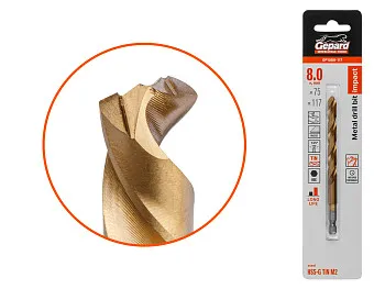 Сверло по металлу шестигр. 8.0х75х117 мм HSS-G TIN GEPARD