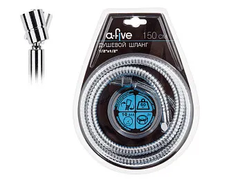 Шланг душевой, SUS/EPDM, 1/2" г-г 150 см, хром, a-five